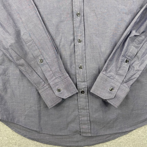 Teddy Stratford Shirt Mens 43 44 Blue Zip Front Button Down Long Sleeve Cotton - Picture 4 of 12